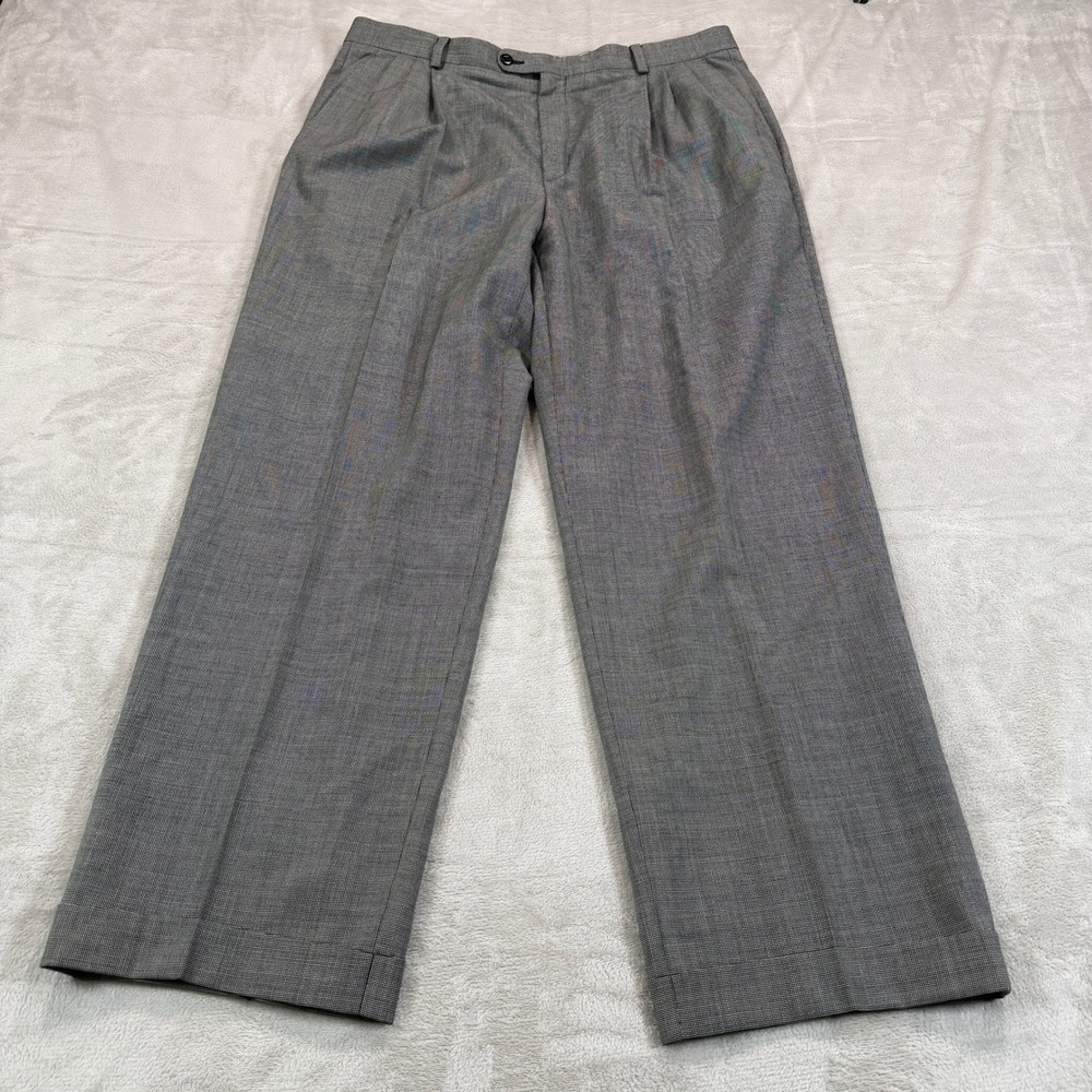 Zanella Alter Mens 36x30 Gray Wool Pleated Dress Pants Made in Italy Classic EUC